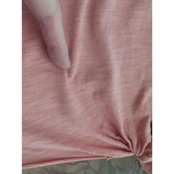 The Sweatshirt Project T-shirt Womens 3X Coral Peach Tie Front short sleeve v-ne - Picture 2 of 7